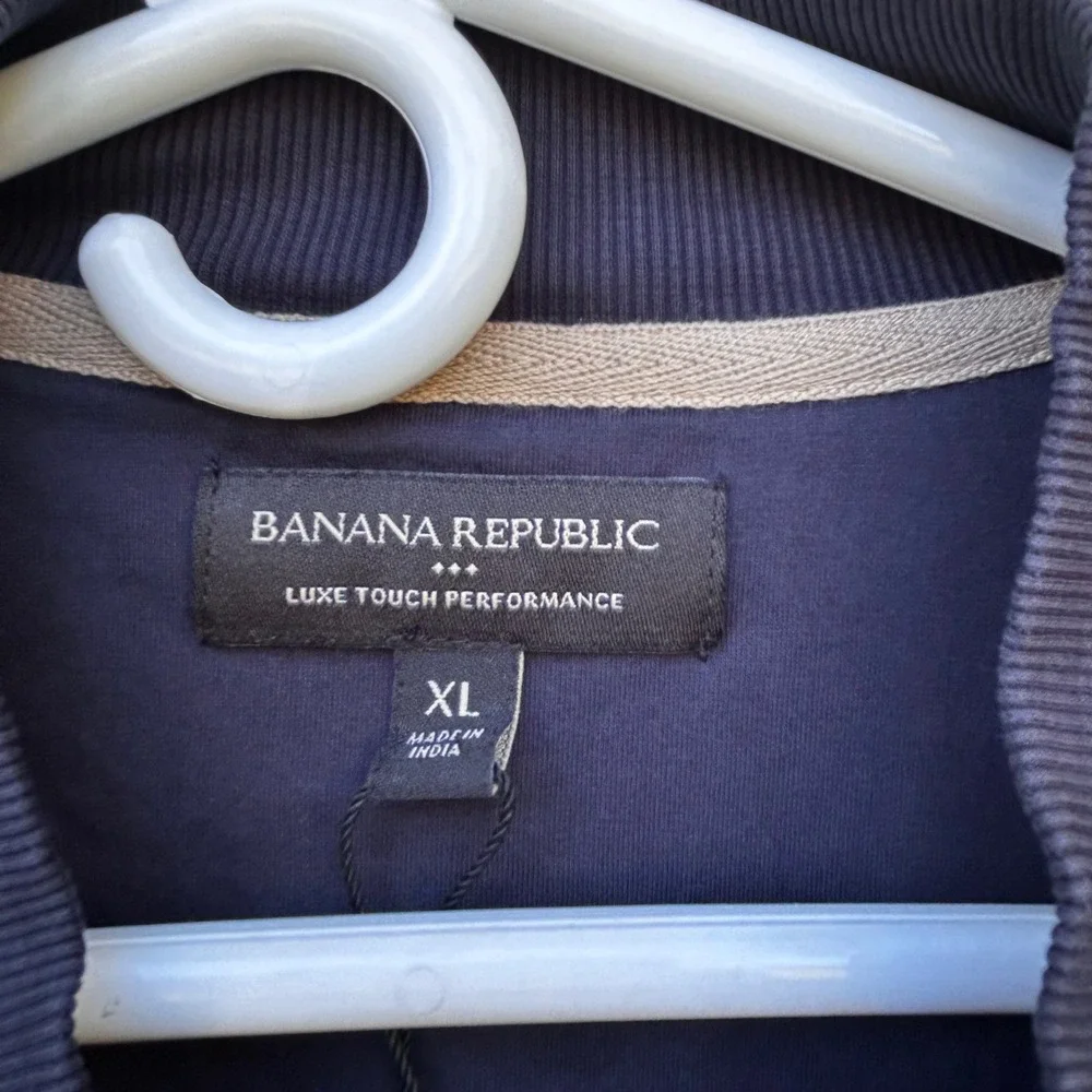 Banana Republic Luxe Touch Performance Navy Bomber Jacket Mens XL Made in India‎